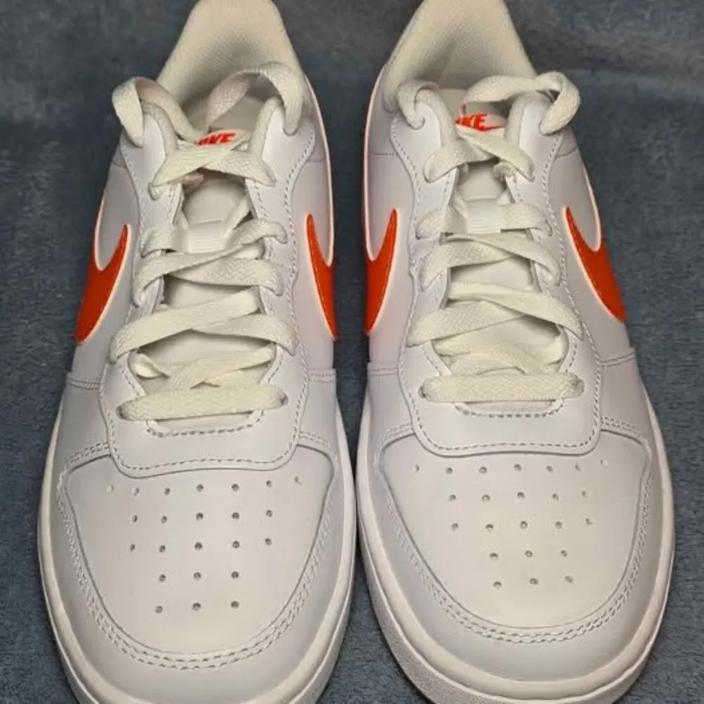 Nike Court Borough Low 2 GS White Orange Youth Size 5Y or Womens Size 6.5